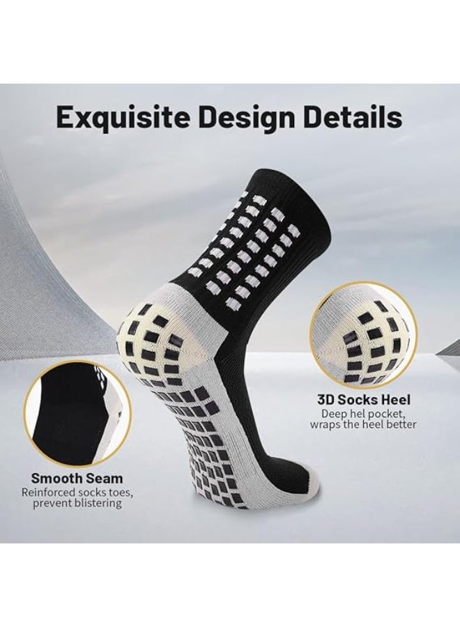 Arabest 5 Pack Men's Soccer Socks Anti Slip Non-Slip Grip Pads for Football Basketball Sports Grip Soccer Socks - Image 4